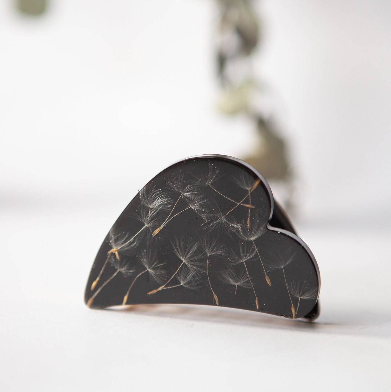 Dandelion Hair clip aligator, mini Black hair claw