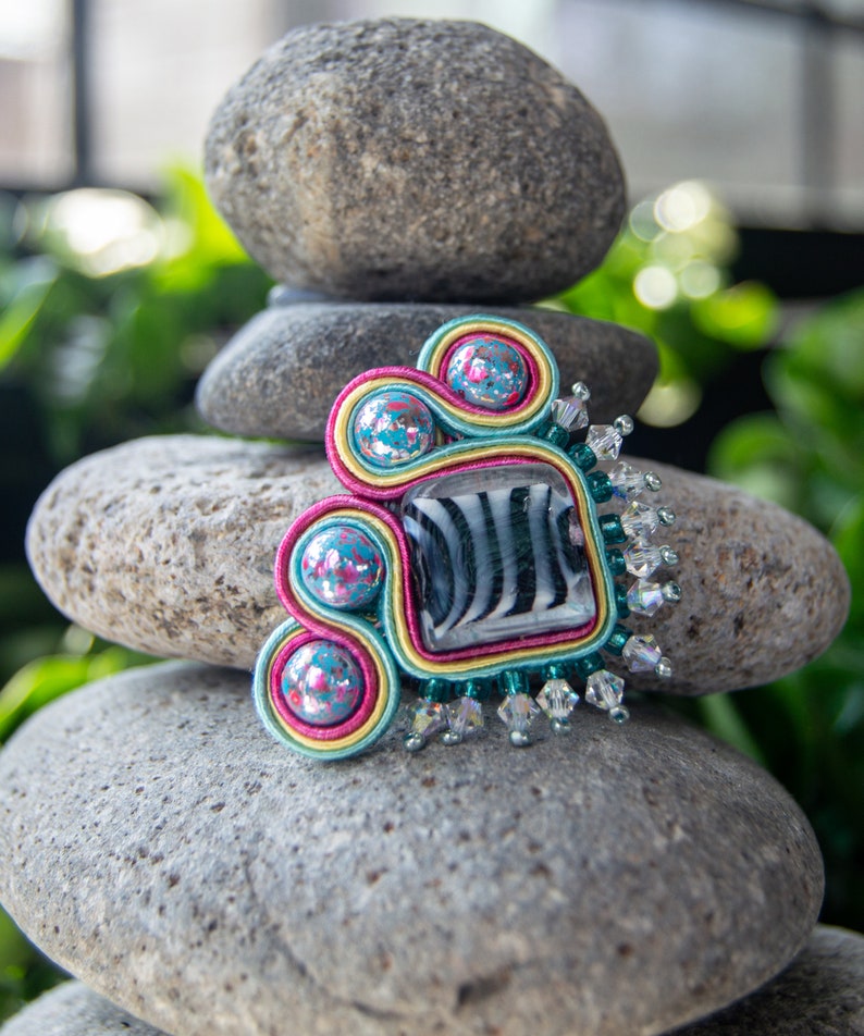 Devo Hand Embroidered Soutache PinNecklace
