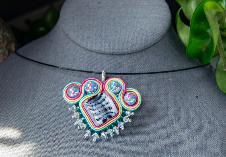 Devo Hand Embroidered Soutache PinNecklace
