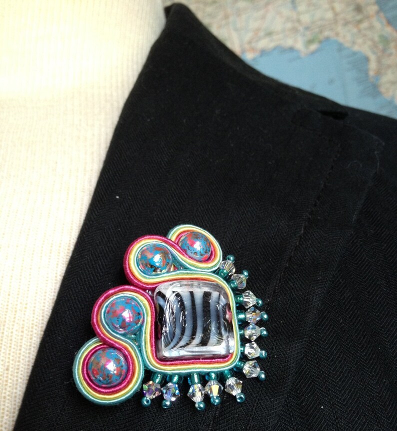Devo Hand Embroidered Soutache PinNecklace