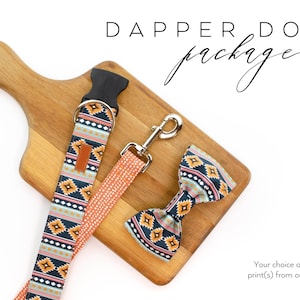 Dapper Dog Package- includes collar, leash and bowtie(made from any fabric in our shop)