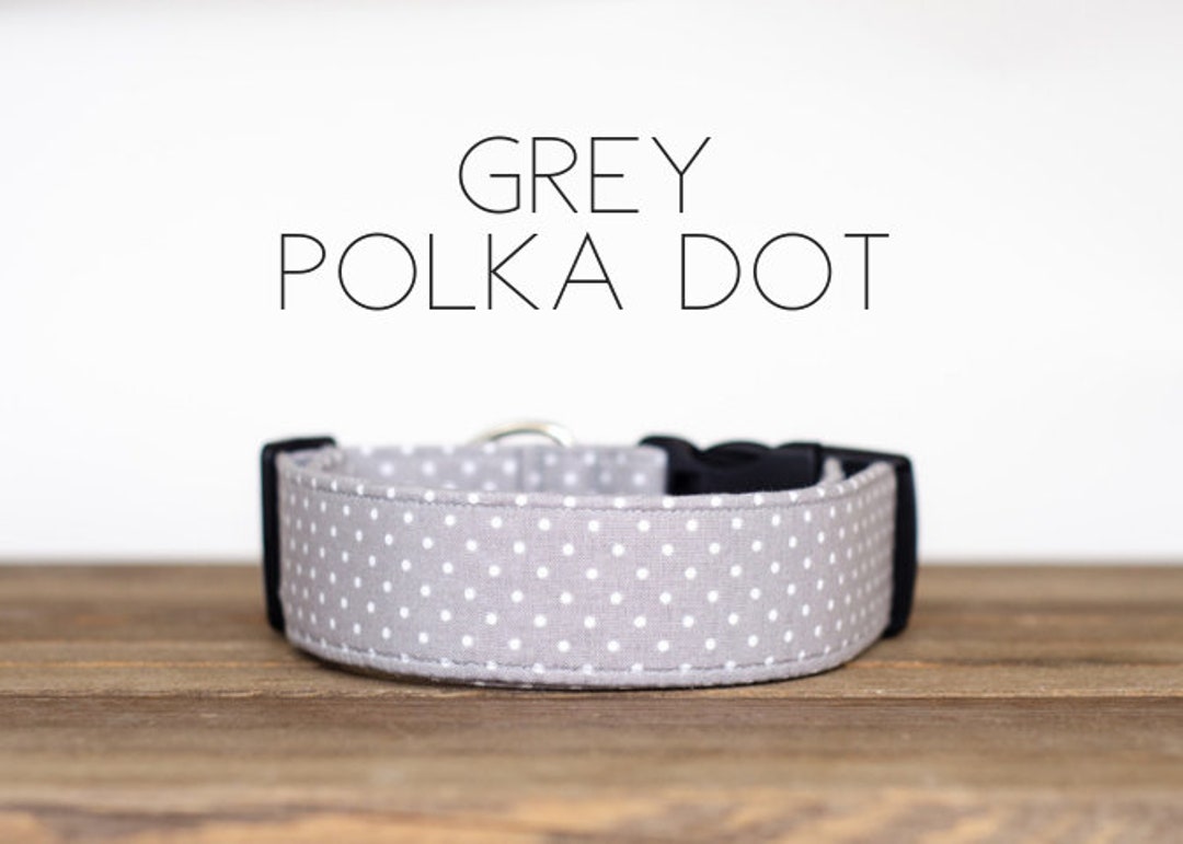 Grey Polka Dot Dog Collar Etsy