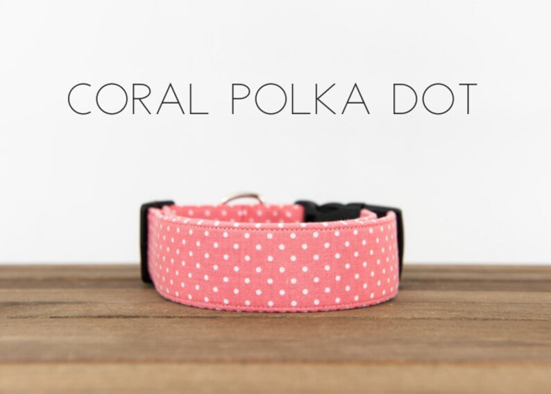 Coral Polka Dot Dog Collar image 1