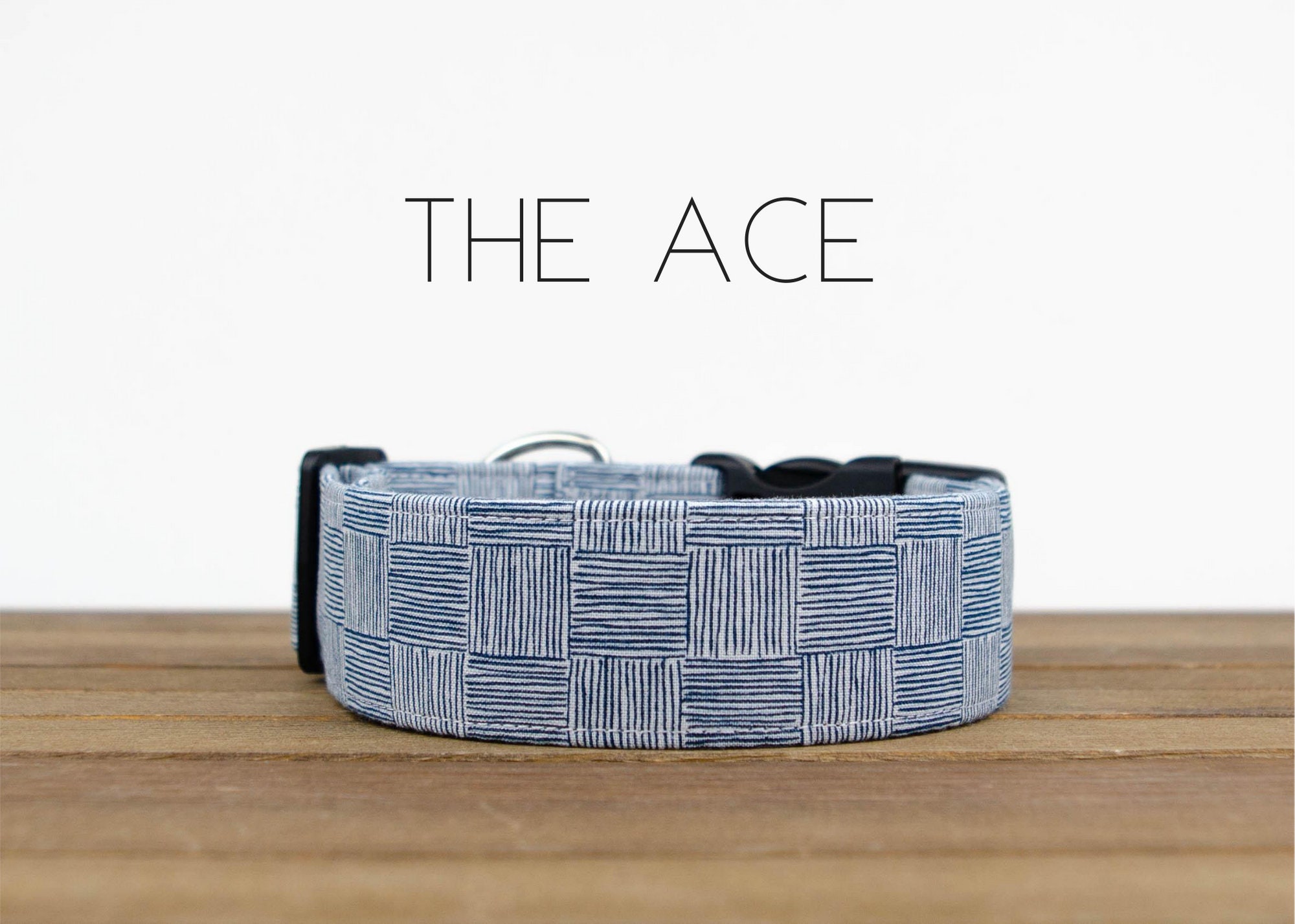 Collier Pour Chien Géométrique à Hachurage Bleu L'as