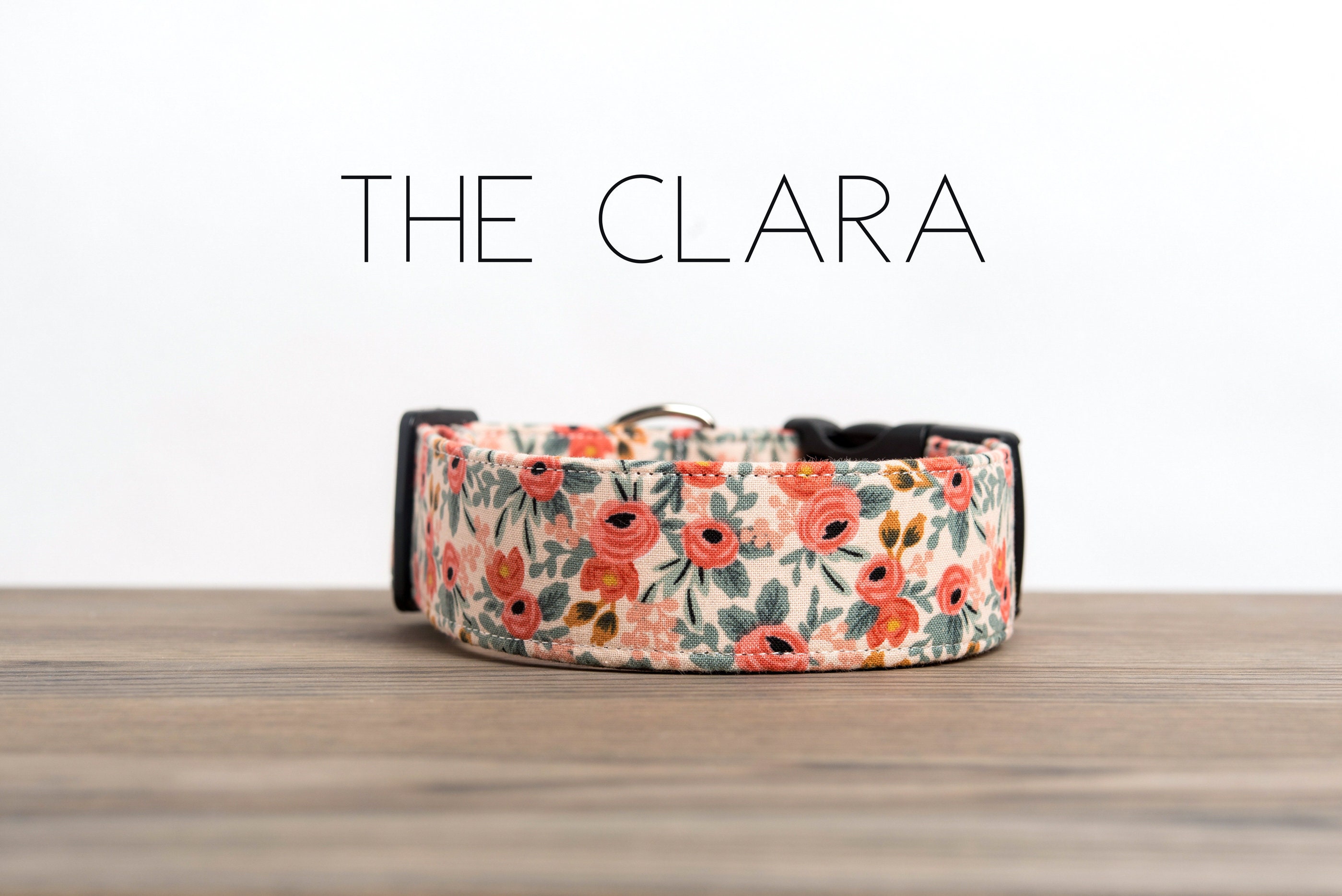 Vintage Inspired Peach & Coral Floral Dog Collar "The Clara"