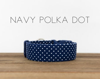 Navy Polka Dot - Dog Collar