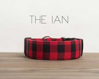 Red & Black Lumberjack Buffalo Plaid Dog Collar "The Ian"