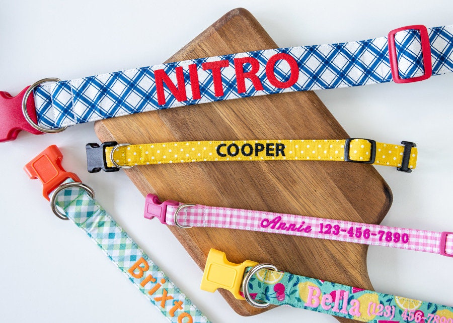 Custom Dog Collar Name Only Embroidery Etsy