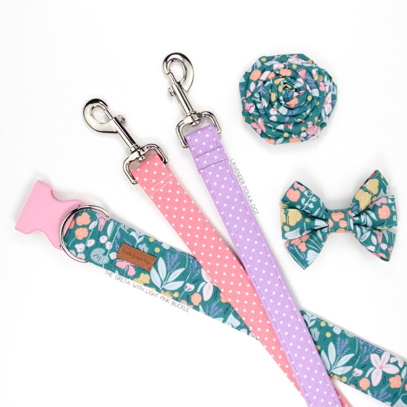 Coral Polka Dot Dog Collar image 6