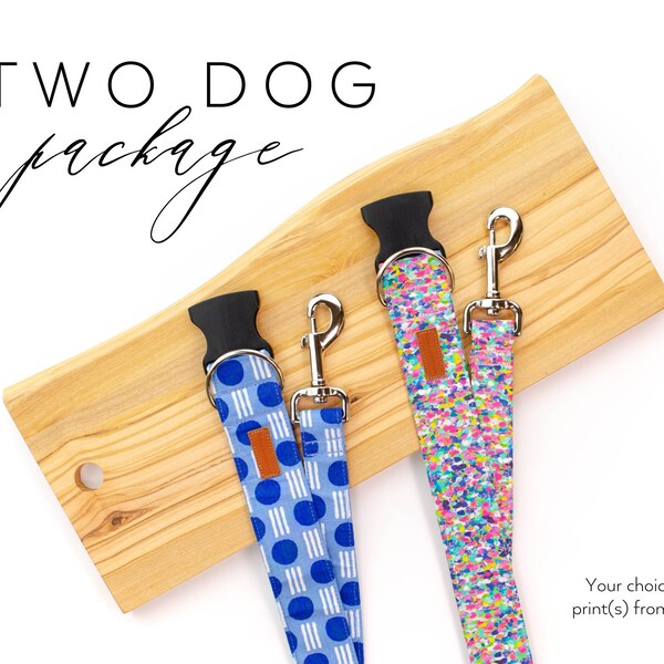 Two Dog Package- 2 Dog Collars & 2 Dog Leashes