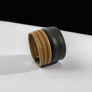 Copper Black Leather Ring Outdoor Lover Layered Jewelry Gift Idea Durable Ring for Adventure Seeker Nature-Lover Vegan Accessory