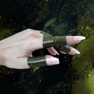 Gloss Latex Ring Fantasy Fairy Ring Nature Folklore Ring Green PVC Ring Magic Festival Gift Ring Enchanted Renaissance Ring Band Fair