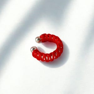 Red Ear Cuff Grunge Earring Minimalist Ear Wrap Non Pierced Cartilage Earring Punk Jewelry Alternative Style Ear Climber Gift for Him or Her