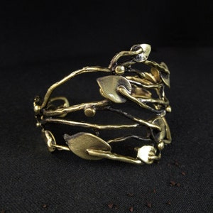 Bracelet Gold Cuff Leaf Wrap Adjustable Bracelet Organic Antique Gold Gift Ready Jewelry Luxury Cuff Bracelet Romantic Girlfriend Gift Idea