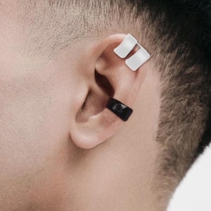 Pendiente negro ajustable para hombre y mujer, sin perforar, con forma de concha, estilo punk minimalista, regalo para novia, joyería para el oído, pendiente de clip para cumpleaños