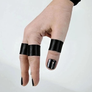 Black Leather Unisex Ring Alternative Fashion Gift Idea for Her Contemporary Jewelry Birthday Gift for Him Essential Black Outfit Accessory