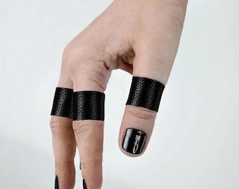 Black Leather Unisex Ring Alternative Fashion Gift Idea for Her Contemporary Jewelry Birthday Gift for Him Essential Black Outfit Accessory