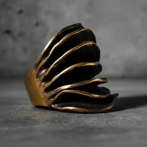 Geometric Ring Gold Festive Party Gift Her Oversize Ring Chunky Jewelry Statement Ring Large Bold Anniversary Present Jewelry Antique Gold