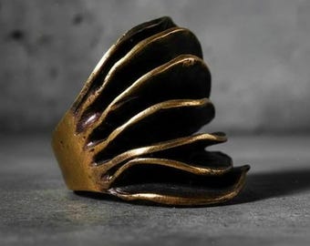 Geometric Ring Gold Festive Party Gift Her Oversize Ring Chunky Jewelry Statement Ring Large Bold Anniversary Present Jewelry Antique Gold