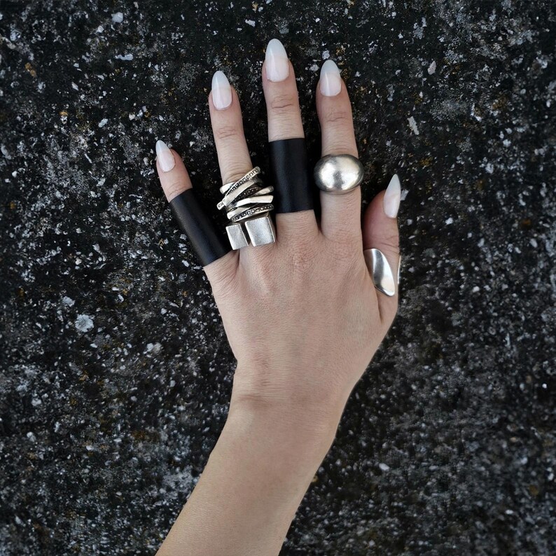 Modern Industrial Jewelry Silver Chunky Ring