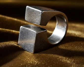 Geometrische statementring voor professionals Moderne geometrische sieraden vriend cadeau vrouwen gedurfde ring moderne industriële sieraden zilveren dikke ring
