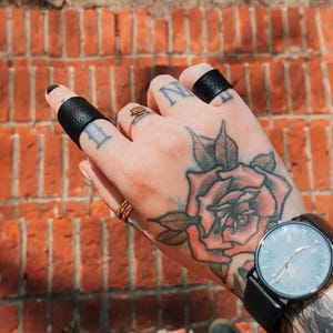 Black Leather Unisex Ring Alternative Fashion Gift Idea for Her