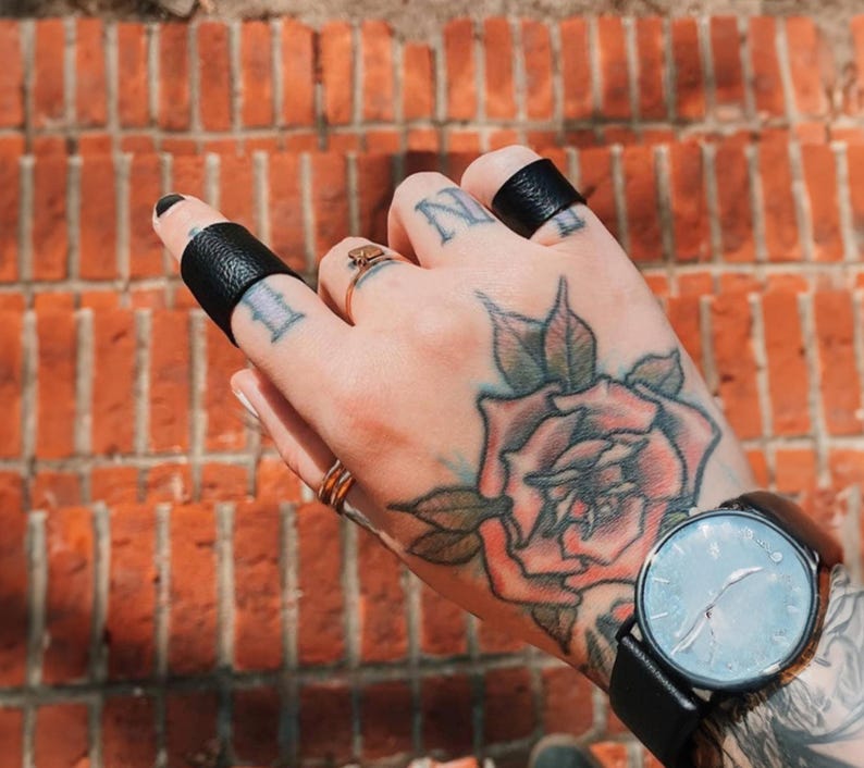Black Leather Unisex Ring Alternative Fashion Gift Idea for Her