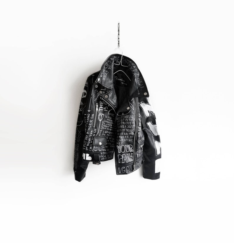 Sample 'numb' Hand Painted Jacket Black and White - Etsy