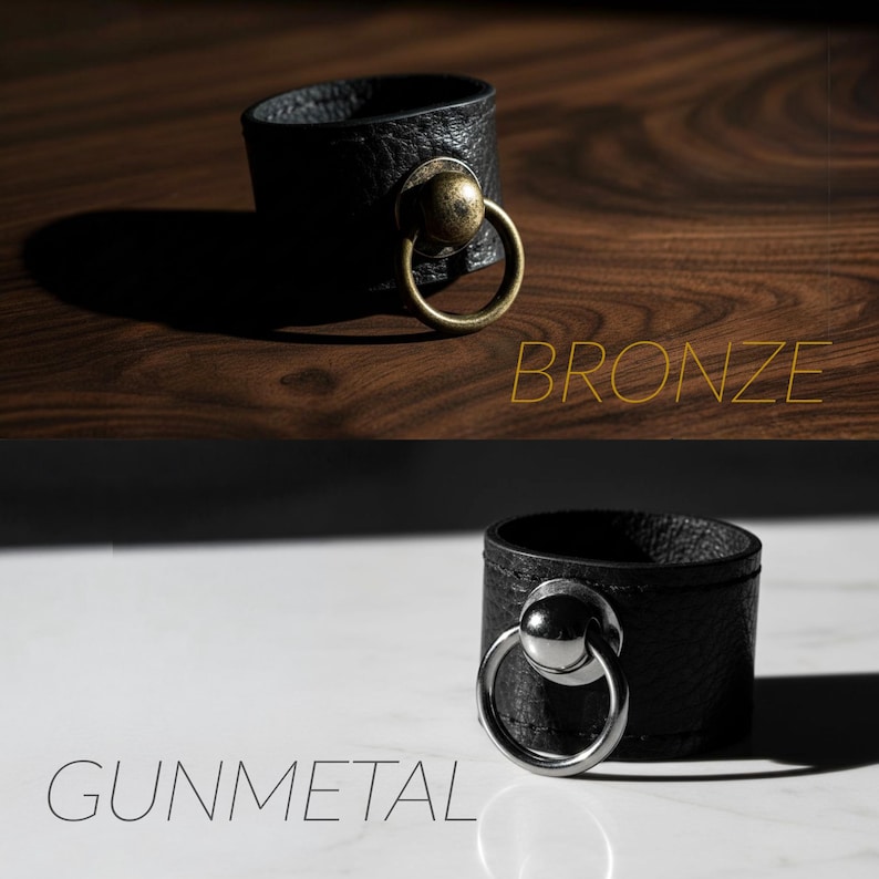Anillo de cuero con remaches de metal para amantes de los tatuajes, regalo para amantes de los tatuajes, anillo negro de piel sintética, anillo vegano alternativo, anillo negro tipo O para hombre, anillo vegano para mujer. imagen 14
