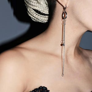 Elegant Punk Earring Long Chain Drop Earring Edgy Steel Accessory Rebel Unisex Jewelry Timeless Birthday Gift Polished Dangle Earring