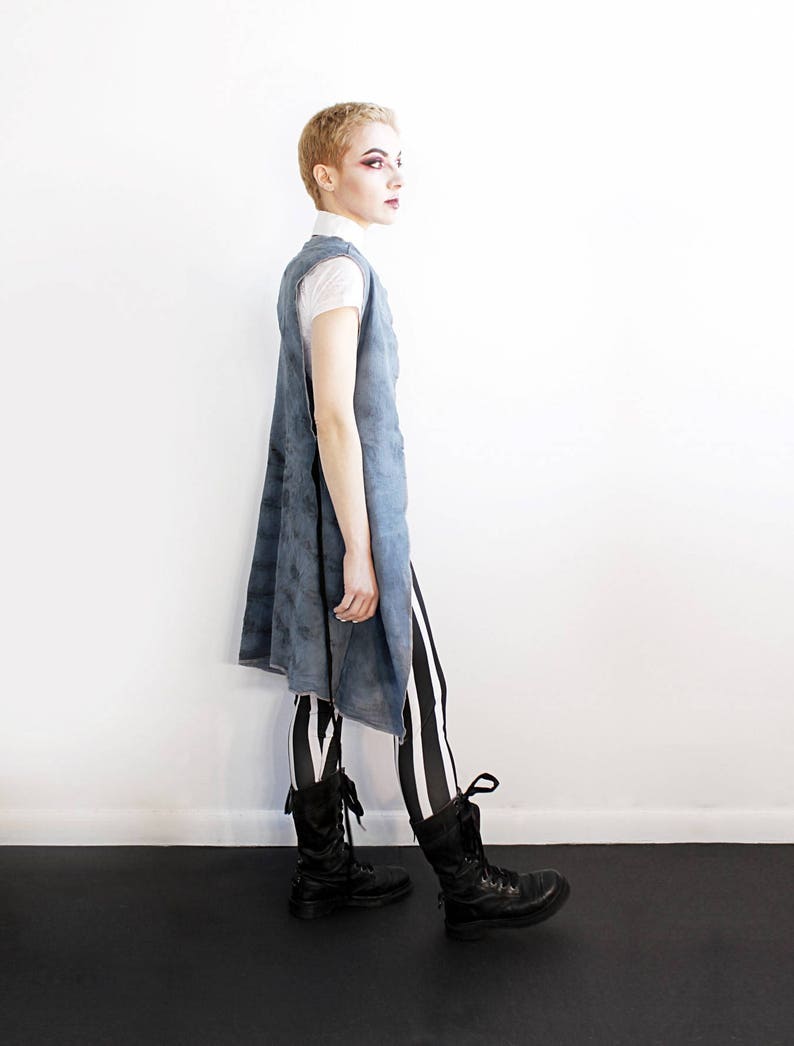 Vest Unisex light Hand painted steel blue vest with closure Etsy