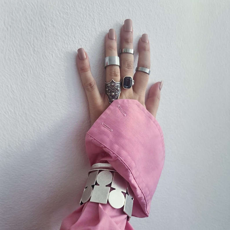 Medieval Armor Ring Long Sword Band Gothic Chunky Style Fantasy Jewelry Heavy Crown Silver Finger Antique Cuff for Her Victorian Gift image 14