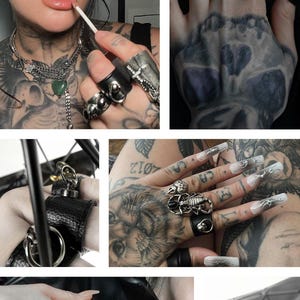 Leather Ring Finger Cuff Metal Rivet Tattoo Lover Gift Faux Leather Black Ring Alternative Vegan Ring Cuff Black O Ring Men Vegan Ring Women