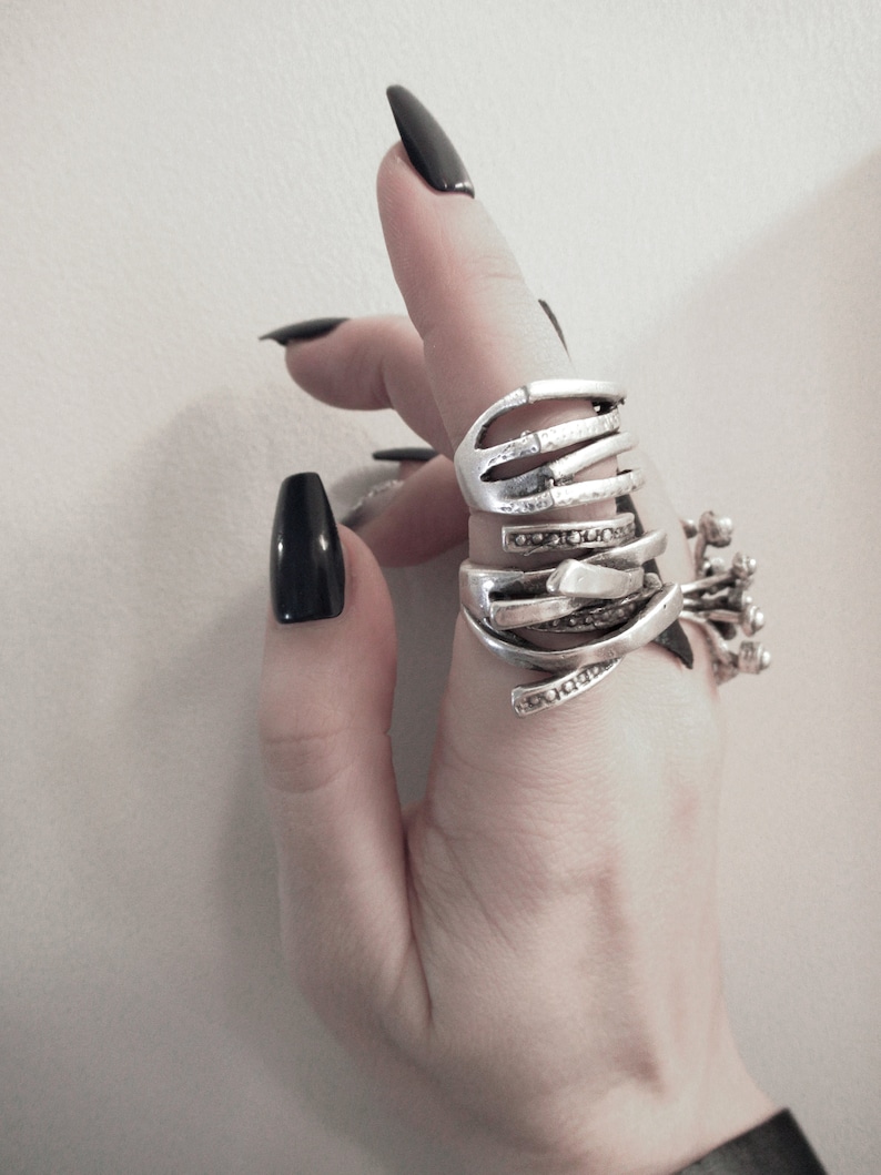 robust and edgy
 Silver Ring Large Statement Jewelry