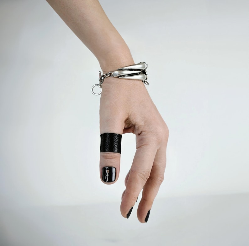 Black Leather Unisex Ring