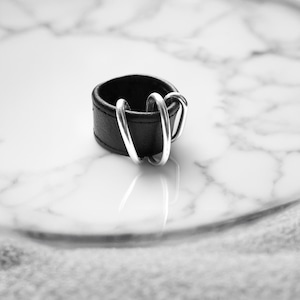 Cutting-Edge Fashion Metal Hoop Leather Ring