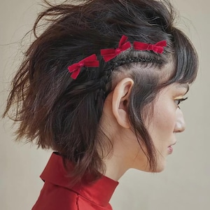 Set di forcine per capelli, fiocco rosso in velluto, fermaglio per capelli, fermaglio per capelli, fermaglio francese, fiocco in velluto, accessorio professionale per giovani, idea regalo per figlia