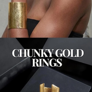 Gold Statement Ring For Daughter Geometric Cut Wide Band Bold Open Brushed Ring Chunky Gold Jewelry Just Because Gift Oversize Antique Band image 18