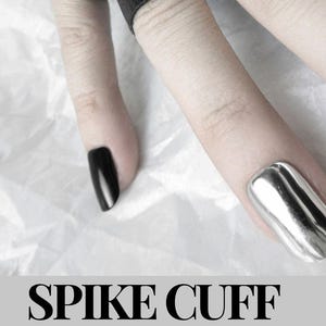 Spike Leather Ring Black Finger Cuff Silver Metal Stud Punk Jewelry Black Vegan Leather Studded Ring Band Goth Gift Idea Alternative Fashion