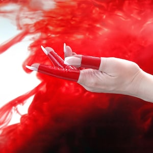 Rock Star Ring Kat Von D Ring Red Stretch Latex Gloss Jewelry PVC Shiny Finger Cuff Ring Gift Idea for Her Party Jewelry Gift Dance Club