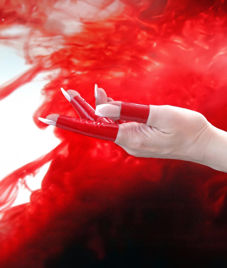 Rock Star Ring Kat Von D Ring Red Stretch Latex Gloss Jewelry PVC Shiny Finger Cuff Ring Gift Idea for Her Party Jewelry Gift Dance Club