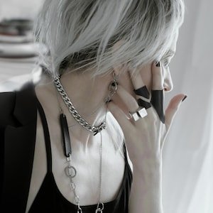 silver chunky ring modern geometric jewelry