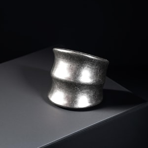 Wide Band Ring Raw Metal Ring Organic Shape Ring Sculptural Ring Unisex Ring Industrial Ring Minimalist Ring Brutalist Design Ring Gift Idea