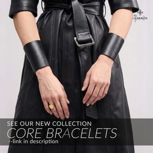 Spike Leather Ring Black Finger Cuff Silver Metal Stud Punk Jewelry Black Vegan Leather Studded Ring Band Goth Gift Idea Alternative Fashion image 5