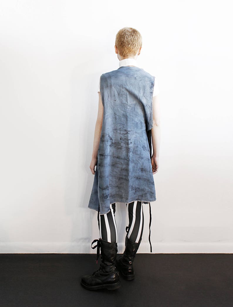 Vest Unisex light Hand painted steel blue vest with closure Etsy