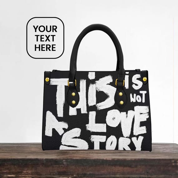 Personalized Leather Bag Black Vegan Purse Monogrammed Gift for Her Urban Handbag Custom Text Bag Girlfriend Initials Gift Idea Evening Bag