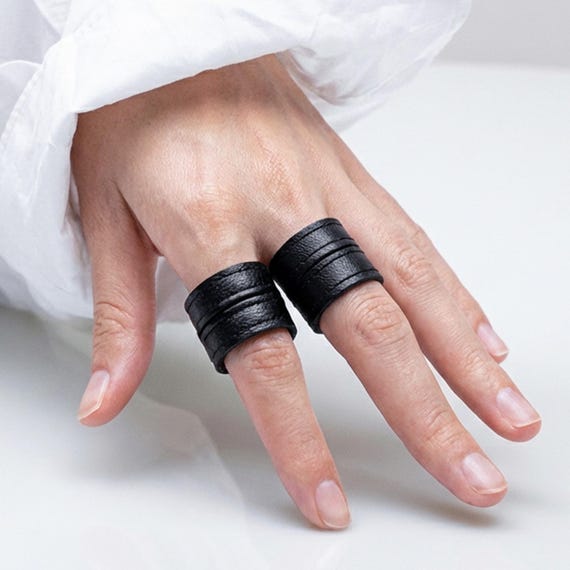 Alternative Ring Edgy Couple Jewelry Black  Finger Cuff Gender Neutral Statement Accessory Vegan Sustainable Band Alternative Finger Wrap