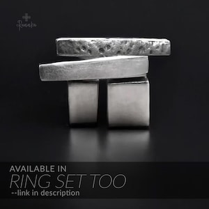 Geometrische zilveren ring stapelen vrouwen ring rustieke textuur ring mannen alledaagse ring minimalistische sieraden vriend cadeau verstelbare bar ring cadeau afbeelding 18