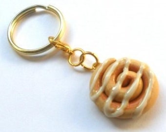 Miniature Food Cinnamon Roll Key Chain or Cell Phone Charm, Cute And Kawaii :D