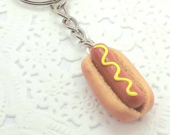 Hotdog Keychain or Phone Charm, Food Accessories, Great Gift, Cute :D